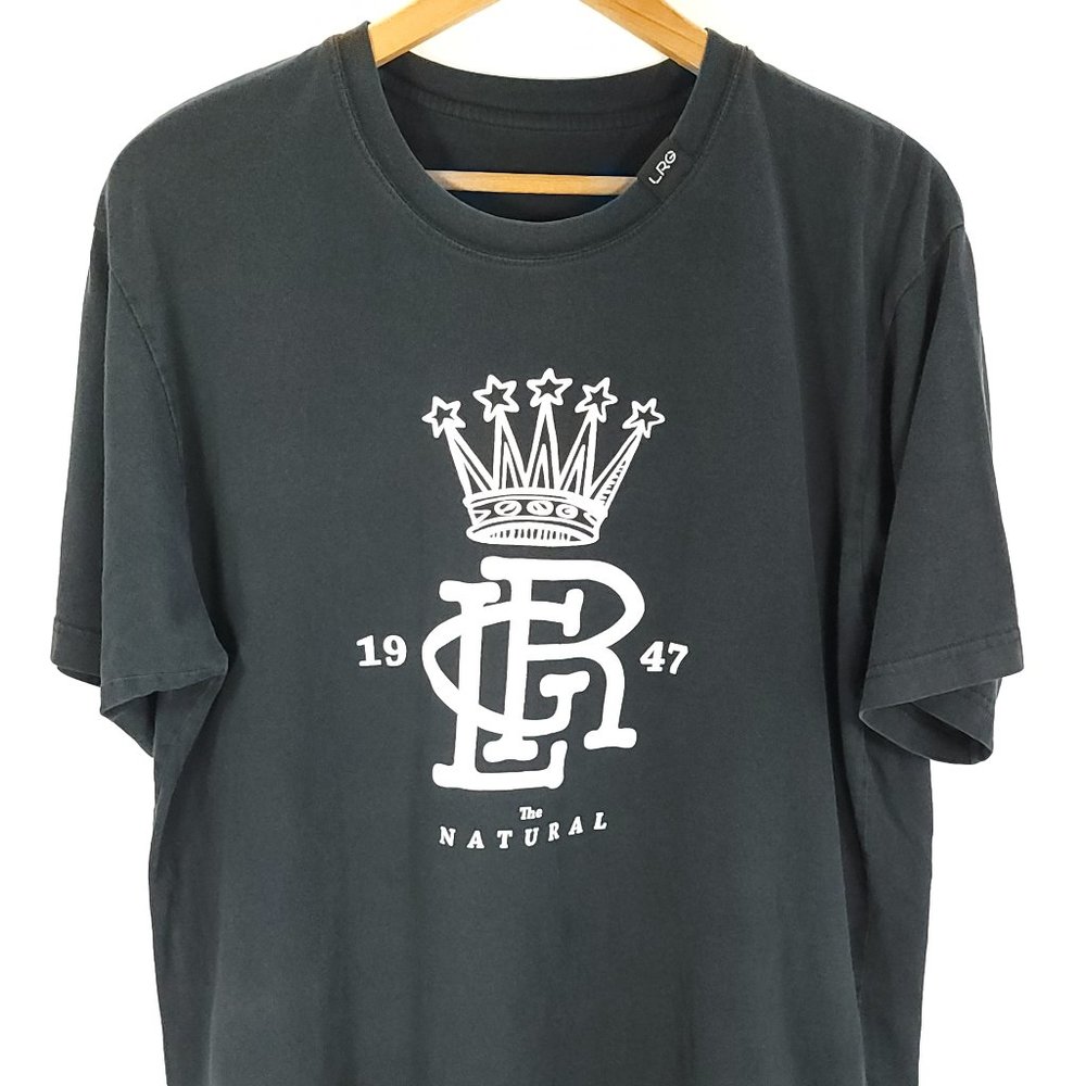 LRG Lifted Research Group Black Graphic T-Shirt Crown of King Shirt Mens M/L?
